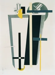 Abstract Composition in Grey, Yellow and Black